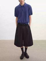 Cutout Ribbed Cotton Polo Shirts