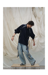 Washed Denim Split Shirt