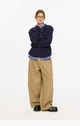 Men's Milk Cotton Cable Polo Sweater
