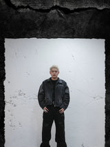 Washed Distressed Printed Gradient Detroit Jacket