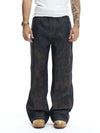 High-Density Embroidery Flared Raw Denim Jeans