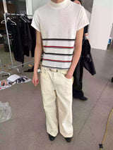 Cream Washed Straight Leg Jeans