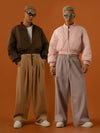 Cropped Pink Brown Cotton Baseball Jacket