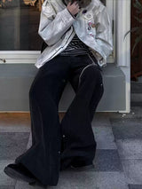 Studded Deconstructed Washed Two-tone A-line Jeans