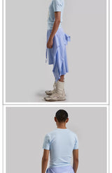 Vintage Irregular Patchwork Drawstring Casual Shorts
