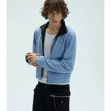 Reversible Plaid Embroidered Zip-front Fleece Jacket