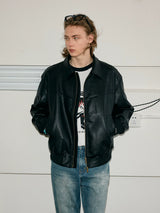 Vintage Matte Drop Shoulder PU Jacket