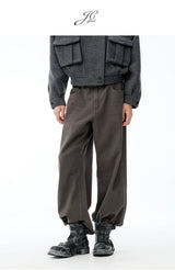 Faded Washed Pleated Straight Jeans