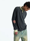 Wool Blend Layered Contrast Knit Sweater
