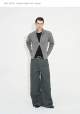 Double Zipper Thick Wool Knitted Jacket