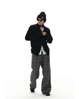 Black Grey Plaid Wool Pants