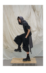 Detachable Hood Short-Sleeve Ring Cut Tees