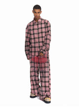 Men's Pink Plaid Flamingo Rhinestone Jacket