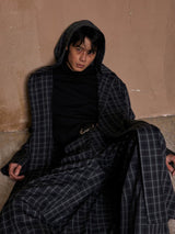 Lightweight Plaid Hooded Robe Set