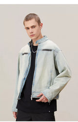 Yellow Mud Washed Denim Harrington Jacket
