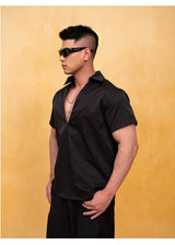 Black White Short Sleeve V-Neck Tee