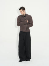 Double Zipper Thick Wool Knitted Jacket