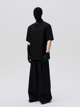 Asymmetric Slant Collar Short Sleeve Shirt