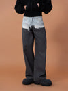 Men's Gray Colorblock Striped Printed Jeans