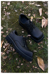 Men's Square Toe Leather Derby Shoes