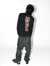 Black Washed Queen Print Long-sleeve Tee