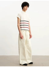 Cream Washed Straight Leg Jeans