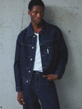 Okayama Classic Pleated Cropped Denim Jacket