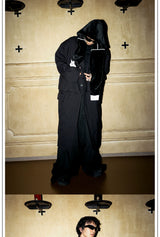 Black Oversized Long Detachable Padded Blazer
