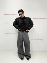 Black Gray Wide Leg Dress Pants