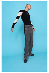 Men's Colorblock Wide Leg Jeans