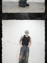 Muddy Distressed Ripped Baggy Jeans