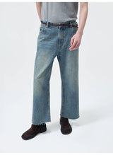Turkish Washed Frayed Straight Jeans