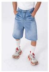 Men's 5-Inch Washed Blue Denim Shorts