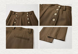 Lyocell Double-breasted Loose Straight Casual Pants