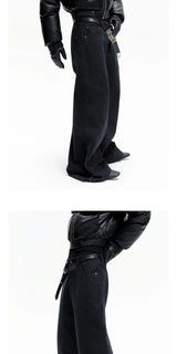 Stone Washed Black Baggy Jeans
