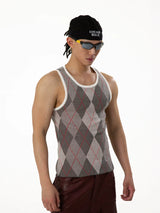Men's Colorblock Plaid Knit Sports Vest