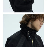 Orange Padded Detachable Fur Bomber Jacket
