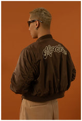 Cropped Pink Brown Cotton Baseball Jacket