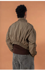 Army Green Unisex Cropped Flight Jacket