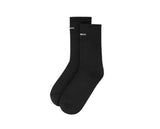 Black Embroidered Brushed Long Socks