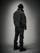 Loose Stand Collar Washed Canvas Coat