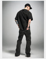 Loose Washed Distressed Black Graphic Tee