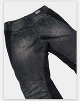 Stretchy Patchwork Crinkled Washed Flare Jeans