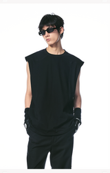 Black Deconstructed Padded Tank Top
