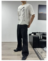 Tri-color Washed Straight Loose Jeans