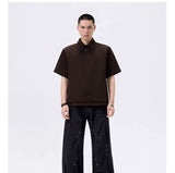 Pleated Wide Leg Raw Denim Jeans