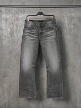 Cream Gray Washed Straight Leg Jeans