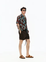 Turquoise Marbled Camp Collar Aloha Shirt