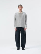 Striped Embroidered Long Sleeve Polo Tee
