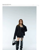Unisex Two-Tone Irregular Short Multi-Zip Jackets